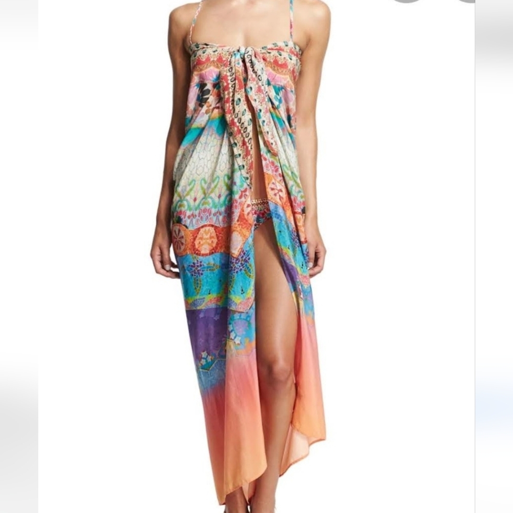 Camilla CASA MILA Silk Tie Front Cover Up/ Dress / Sorong /Maxi/ Skirt New